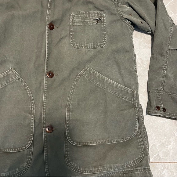 LL Bean Vintage Mens Green Blanket Lined Chore Barn Coat- Medium- Corduroy Trim - Picture 7 of 7